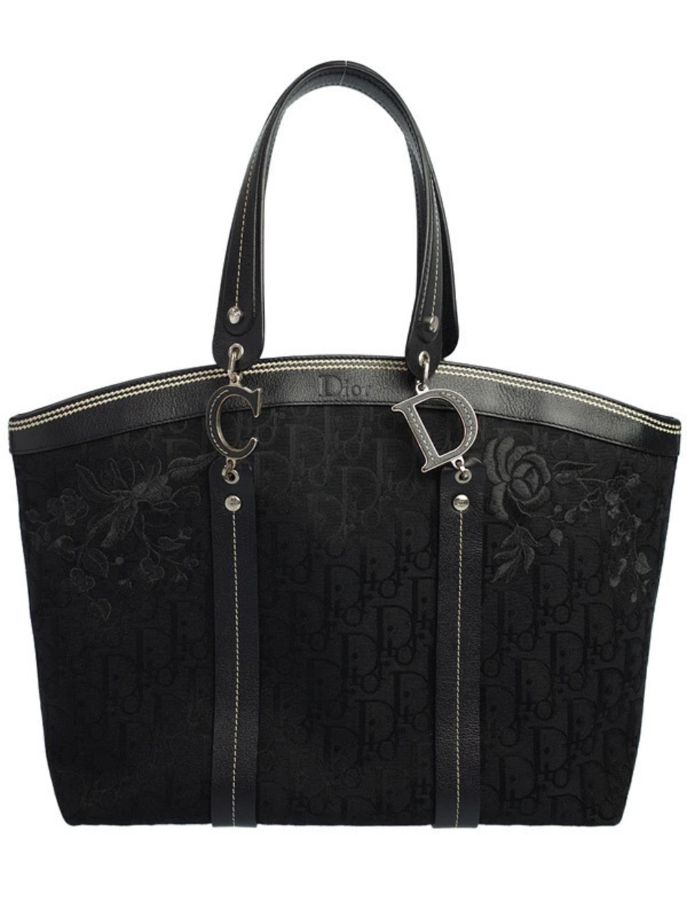Christian Dior Trotter Flower Embroidery Handbag